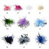Damen Fascinator Hut Netz Blumenkappe Haarspange Hochzeitsparty Feder Brosche Anstecknadel