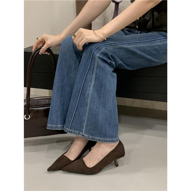 High heels female autumn 2025 new fairy style thin heel pointed head shallow mouth middle heel single shoes commuter work shoes female
