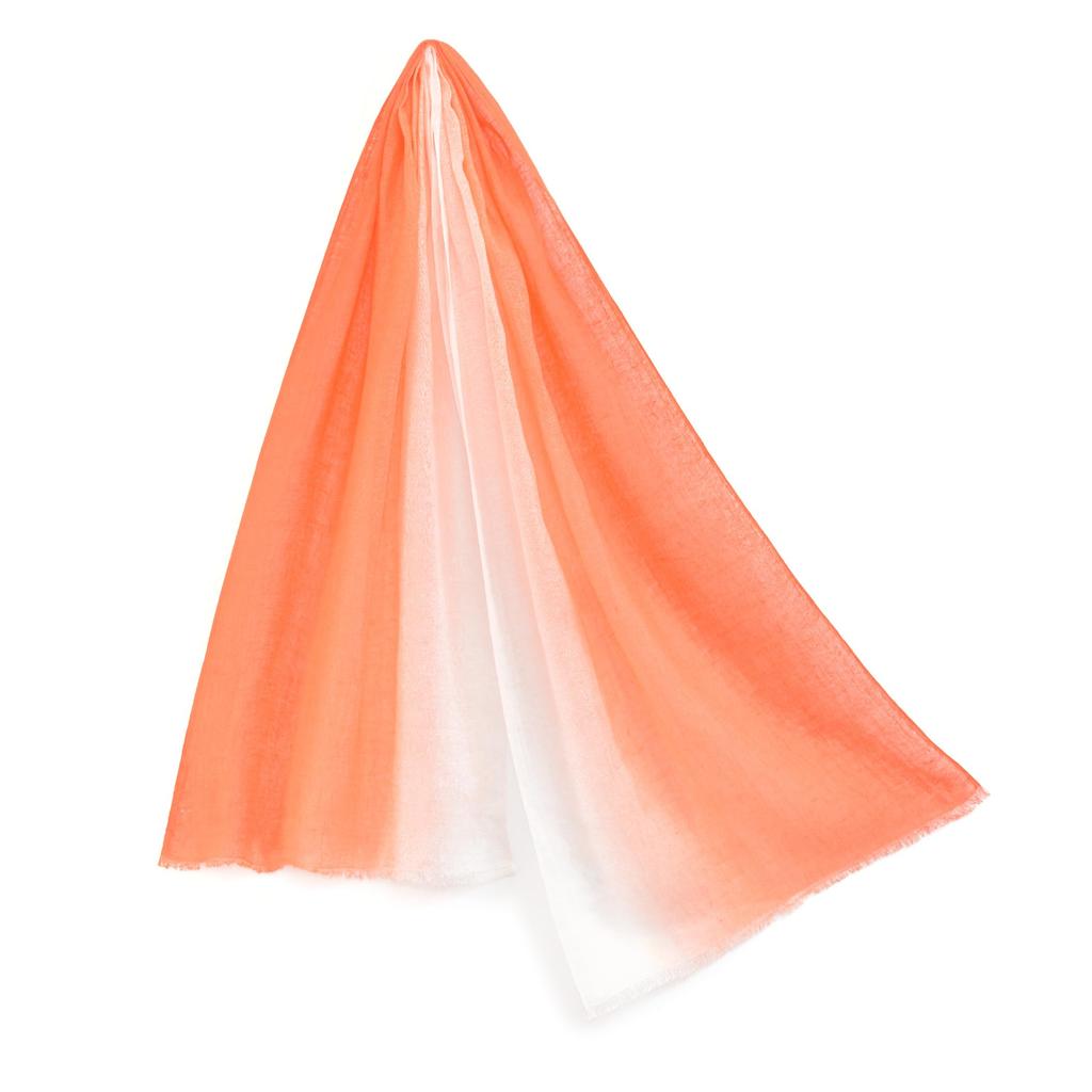 Linen Gradient Stole 45x180cm Sunset Orange Gift Box Included [Pashmina Collection] 100%