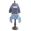 Pet Spring High Neck Striped Pattern Four-legged Pants T-shirt  Dog Cat Clothes