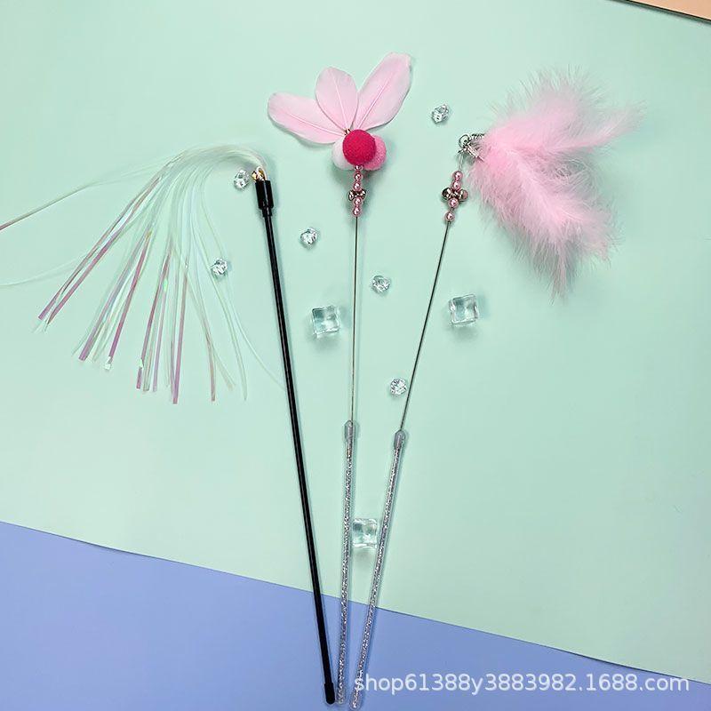 

Палочка-дразнилка для кошек, устойчивая к укусам, инструмент-дразнилка для котят, набор палочек-дразнилка для кошек, самостоятельная прочная игрушка для домашних животных 3PCS розовый