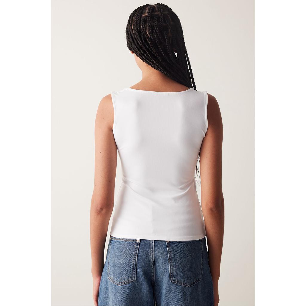 Square Neck Strap White Top