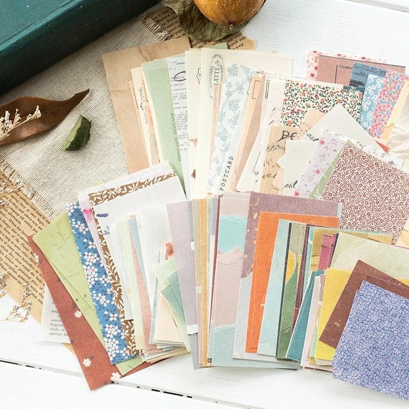 60 Pcs Ins Style Creative Small Fresh Collage Retro Memo Basic Diary Material Paper Collage Scrapbook