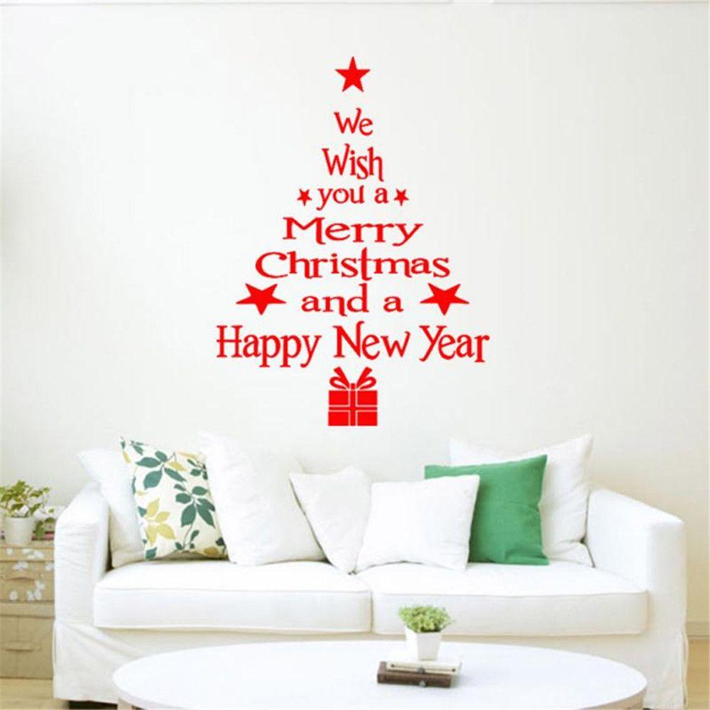 Art New Year Home Merry Christmas Xmas Tree Posters Window Decal Decor Wall Stickers