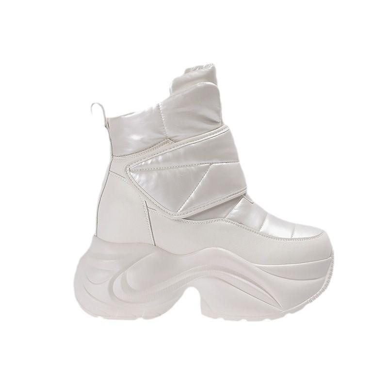 Høydeøkende damesko vinter fløyel fortykede snøstøvler tykksålede avslappede allsidige varme bomullssko