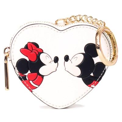 Kate Spade PVC Leather Coin Case, Disney Collaboration Heart Minnie Mouse and Mickey Mouse Design, Coin Purse, Mini Pouch, Key Fob, Bag Charm,