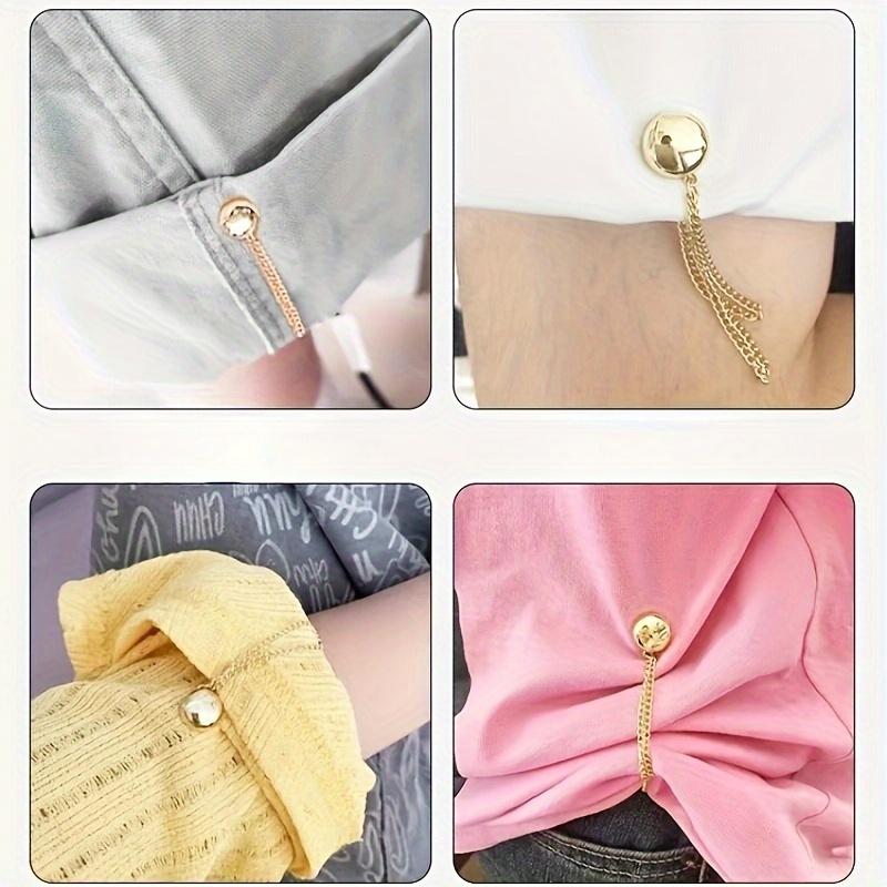 קליפס מכפלת חולצת טריקו מתכוונן ברצועת מותן מגנטי, התאמה מושלמת, כפתור מתכת, לבן/זהב/שחור זמין