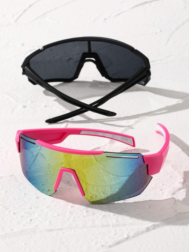 2PCS Punk Oversized Wrap-Around Fashion Glasses For Daily Outdoor Cycling Life Geometric Eyewear Accessories.