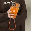 Orange flower bracket for Apple 17 mobile phone case iphone15promax with lanyard 16 glacier pattern 13 women