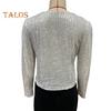 Frühling Herbst Dame Mantel Pailletten Schneiden Lange Ärmeln Offenen Stich Strickjacke Club Party Leistung Kurze Art Jacke