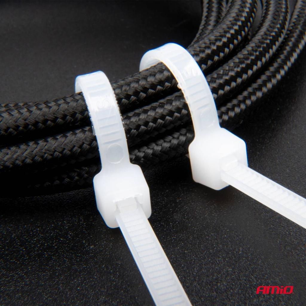 Cable Ties White 2.5×150mm 100 Pcs Amio-04306