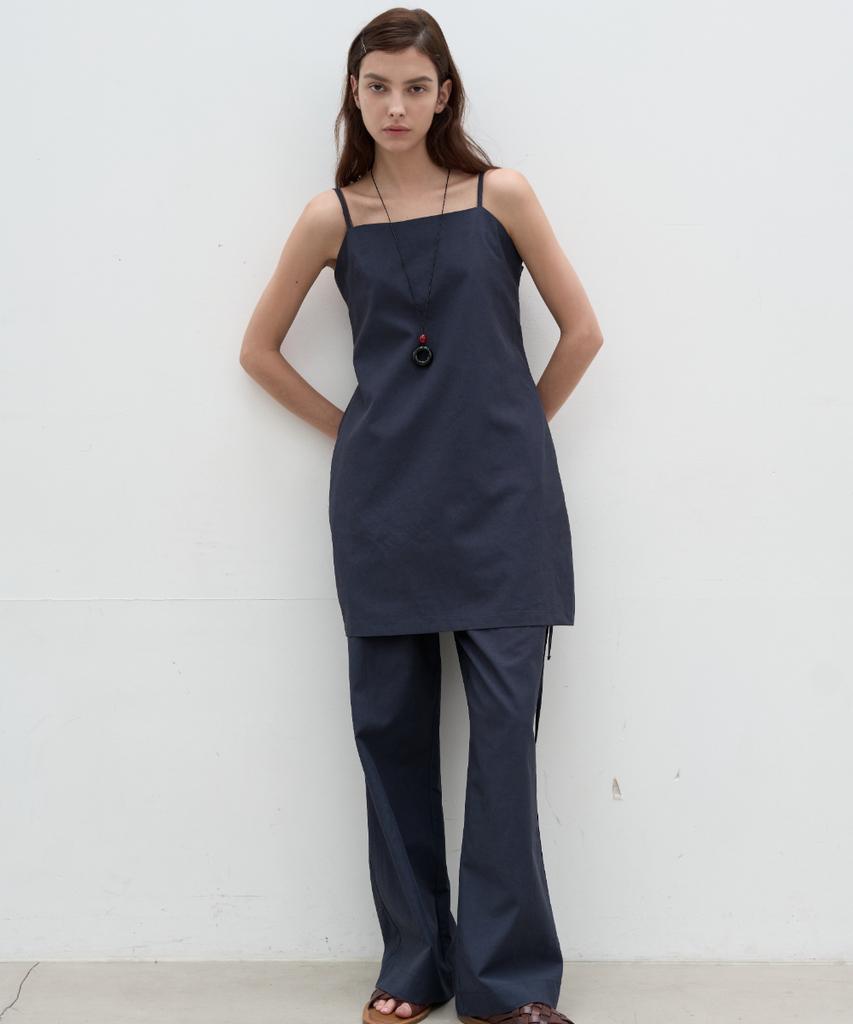 Seolan Linen Blend Midi Dress_Navy