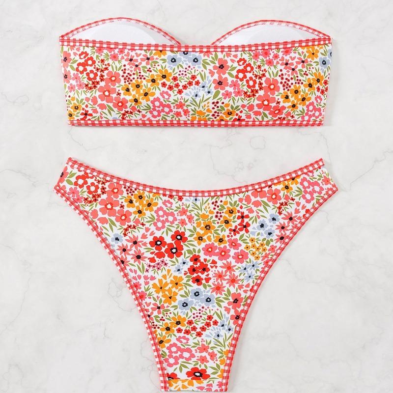 Damen Neuer Blau-Weiß-Porzellan-Druck mit Brust Sexy Bikini Badeanzug