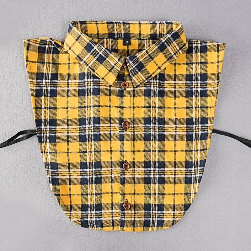 Vintage Plaid Fake Collar Women Detachable collars New Fashion Cotton False Collar Shirt Tie Female Removable Dickie Shirt Women