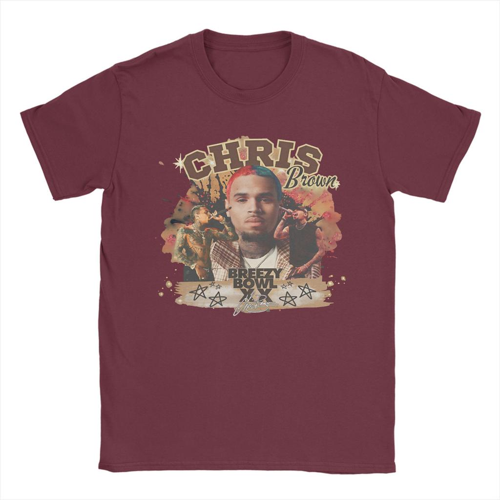 Men Rapper Chris Brown Breezy Bowl XX Tour T Shirts  Pure Cotton Tops Novelty Short Sleeve O Neck Tee Shirt New Arrival T-Shirt