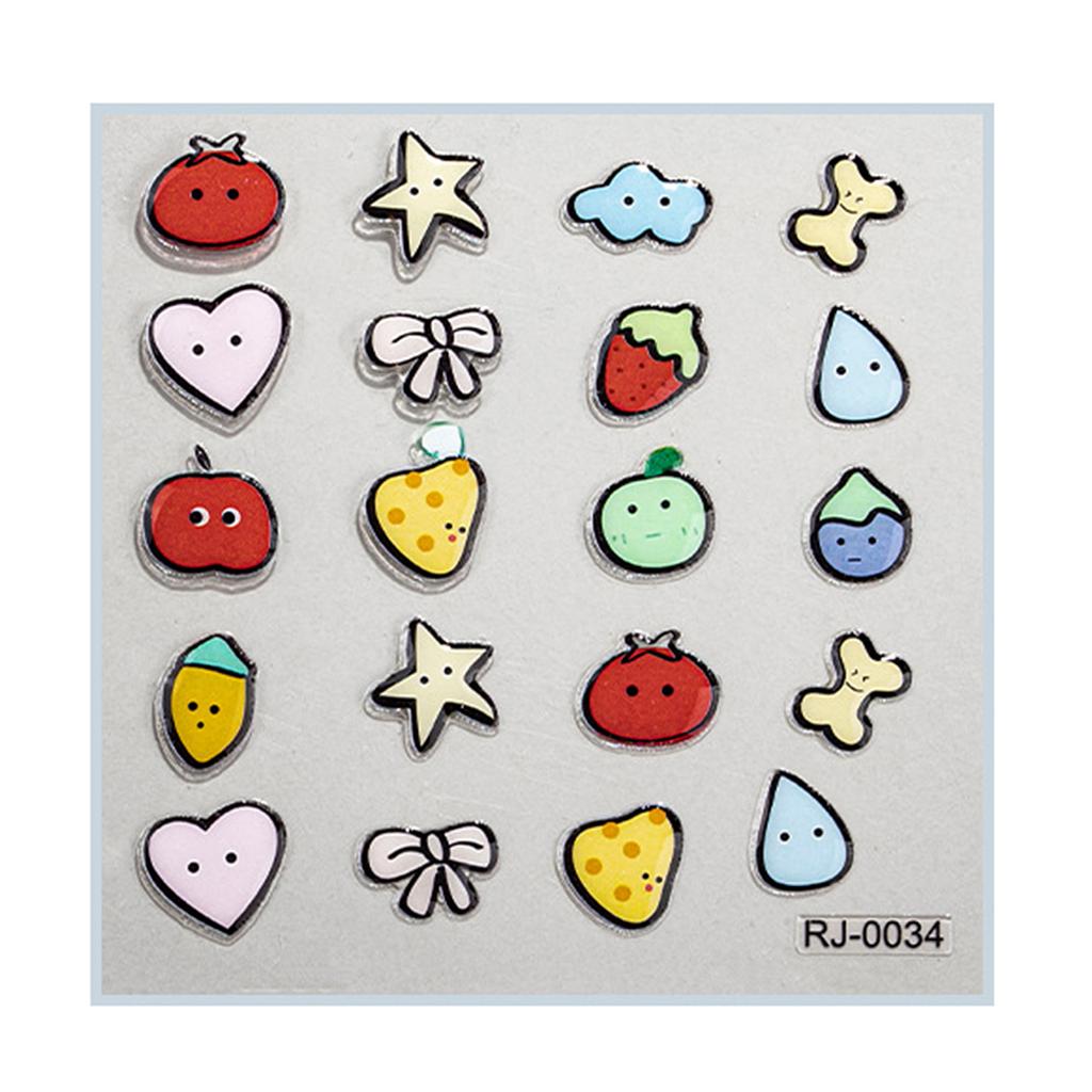 Embossed Cartoon Nail Art Stickers Decals Self-Adhesive Floral Nail Supplies Nail Art Design Decoration Accessories