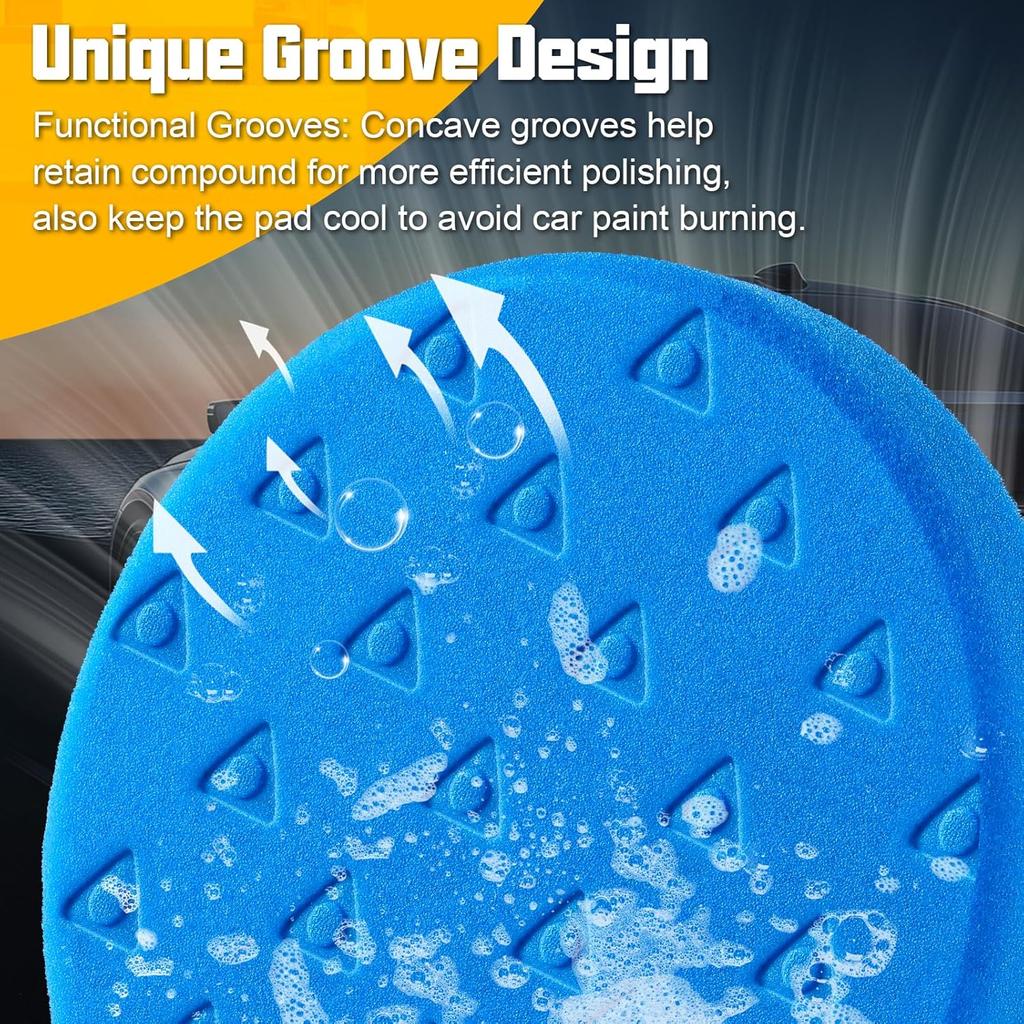 6 Pcs Buffing Polishing Pads, 5.5 Inch Buffing Pads For 5 Inch 125Mm Backing Plate Compound Buffing Sponge Pads Cutting Polishing Pad Kit For Car