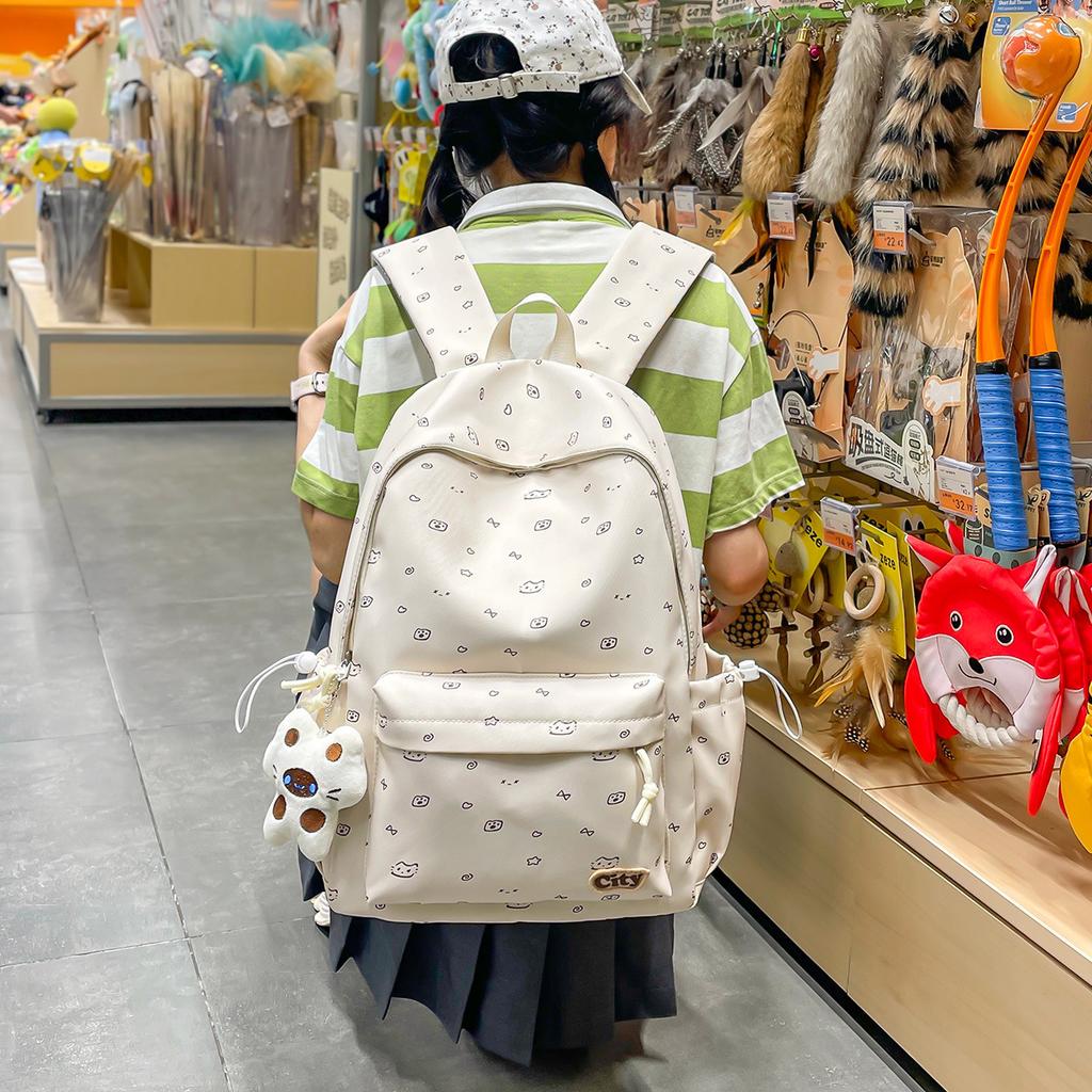 Schoolbag New Large-capacity Backpack Women's Simple, Lightweight and Sweet Schoolbag Korean Version of Junior High School Students Cute Fashion