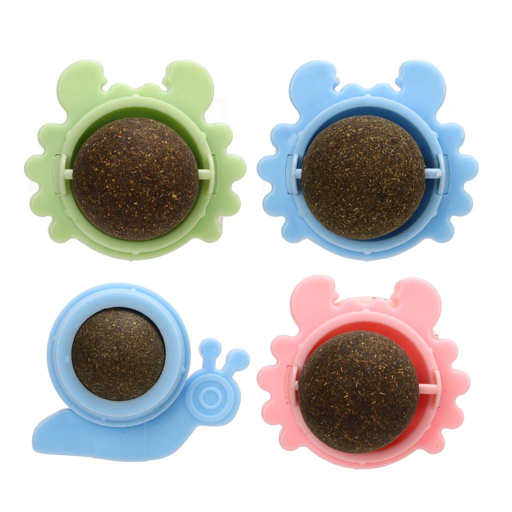 4pcs Catnip Ball Interactive Natural Teeth Cleaning Crab Rotating Cat Lick Ball Toy for Cats Kittens