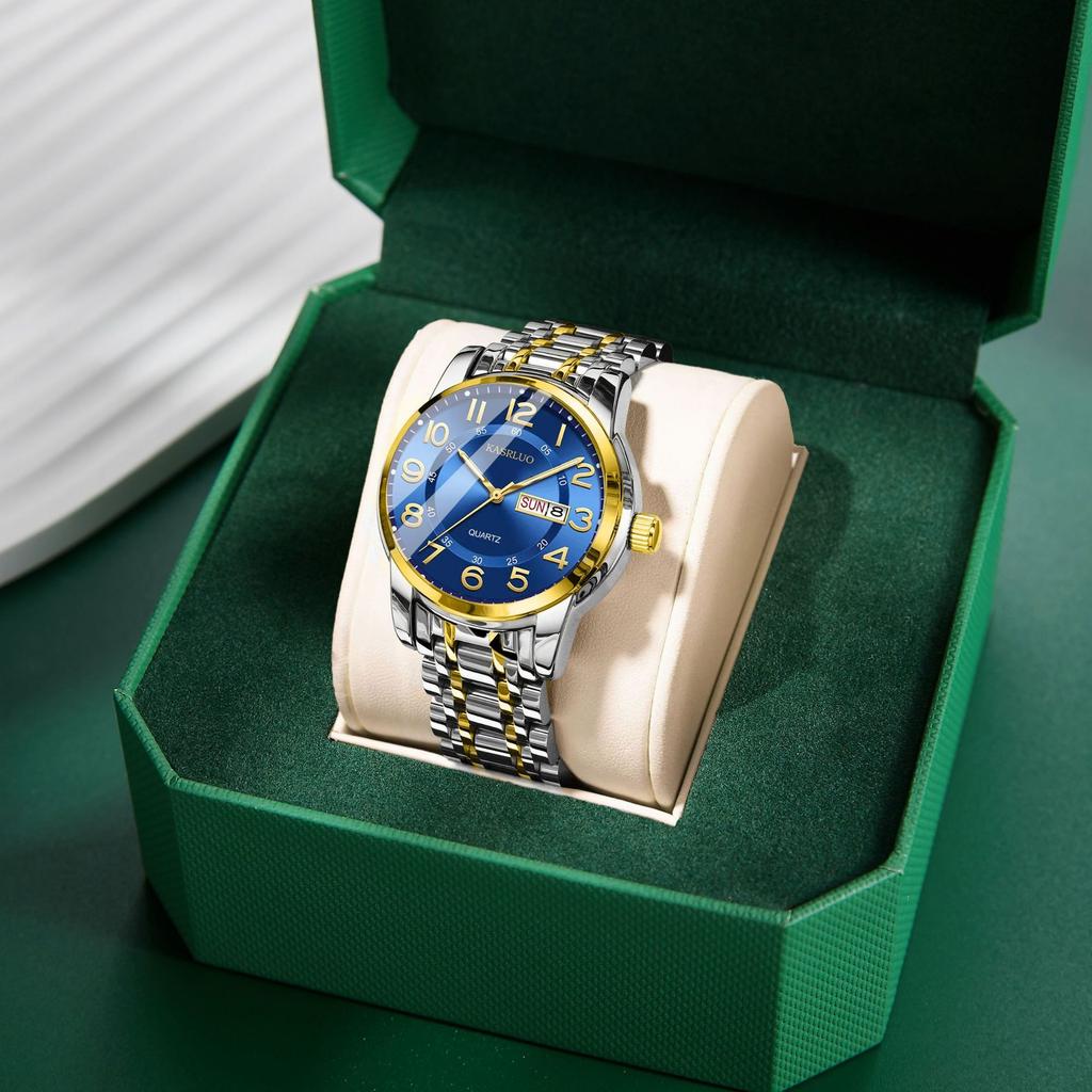 Men'S Watch Double Calendar Fashion Casual Business Simple High-End Quartz Watch