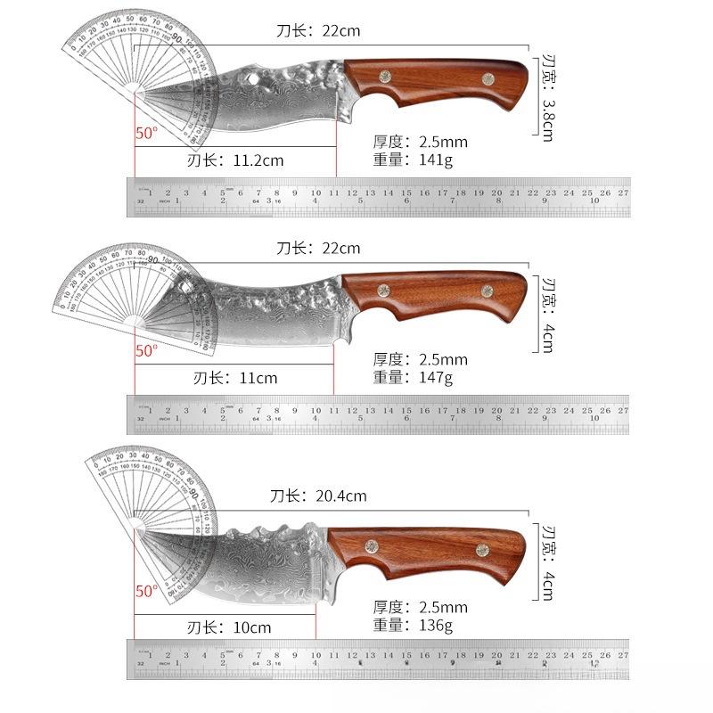 Damascus Knife Hammered Sharp Meat Cleaver Butcher Knives Kitchen Sharp And DurableEasy To CleanNon-rusting Solid Wood Handle