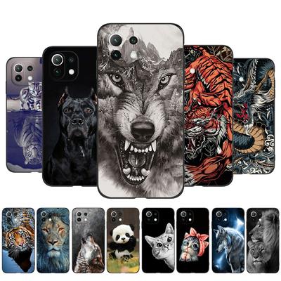 Do etui Xiaomi Mi 11 / Mi 11 Lite 5G NE 4G etui Xiaomi11 czarne etui z TPU lew wilk tygrys smok