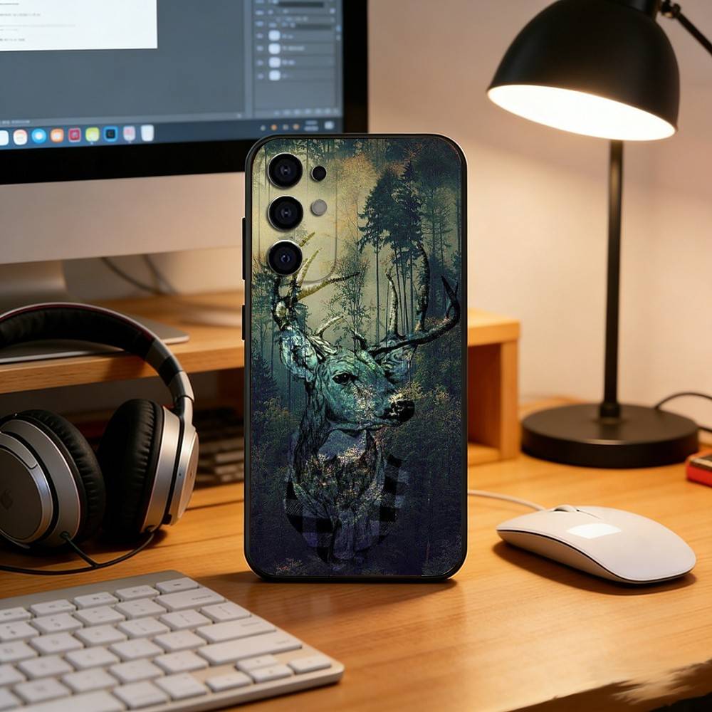 Deer Hunting Camo Phone Case For Samsung S25,S24,S21,S22,S23,S30,Ultra,S20,Plus,Fe,Lite,Note,10,Black Cover