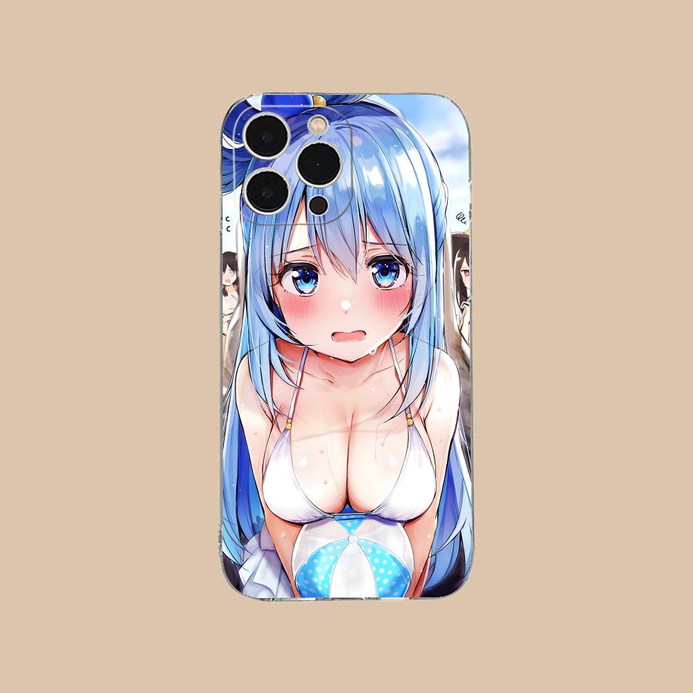 Konosuba Aqua Clear TPU Mobile Case for iPhone 17 16 15 14 13 12 11 X XR XS Air Pro Max Plus Mini Colorful Cover