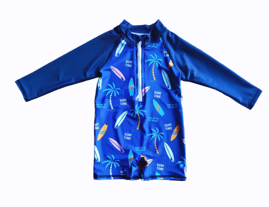 Children's Quick-Dry One-Piece Swimsuit - Toddler Long Sleeve Sun Protection with Cute Print