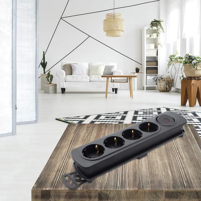 Tm Electron Prodlužovací zásuvka 4 zásuvky s vypínačem, Černá - TMUAD204BK