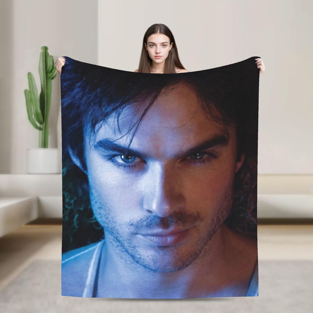 Ian Somerhalder Blankets Fleece Autumn/Winter Damon Salvatore Cat Multi-function Warm Throw Blanket for Bed Car Bedspreads
