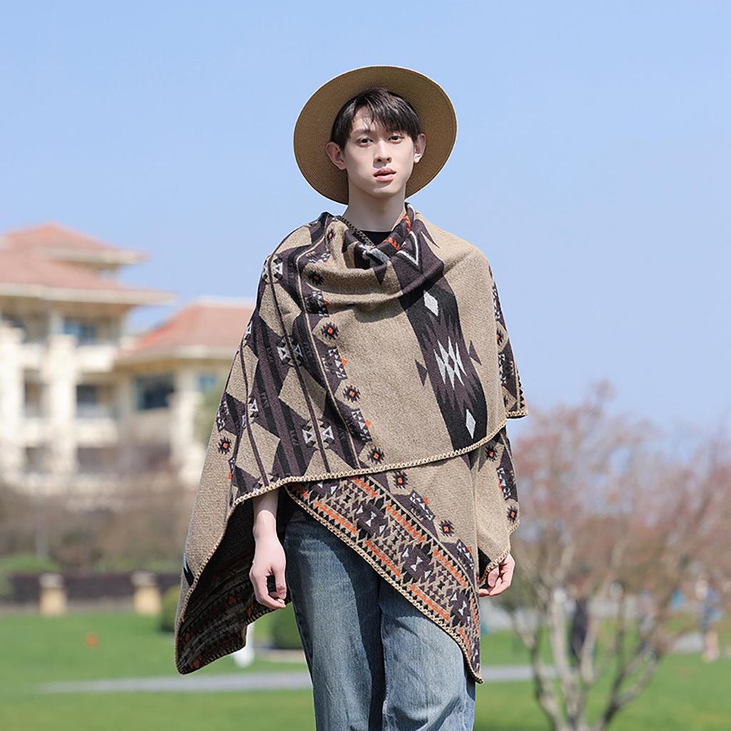 Men's & Women's Hooded Shawl Cape Cloak - Spring/Summer Scarf, Yunnan Xinjiang Tibet Style