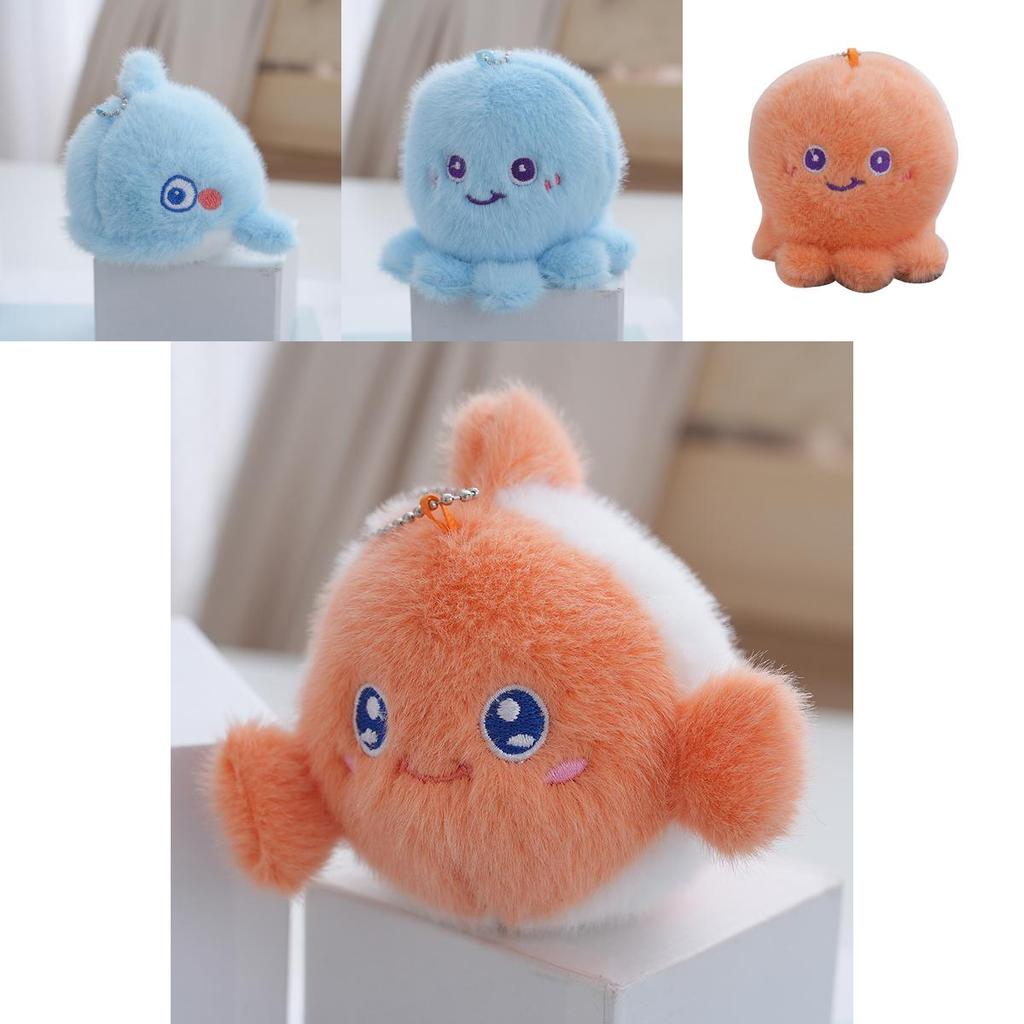 Lovely Cartoon Sea Creatures Plush Keychain Essential For Kids And Adults