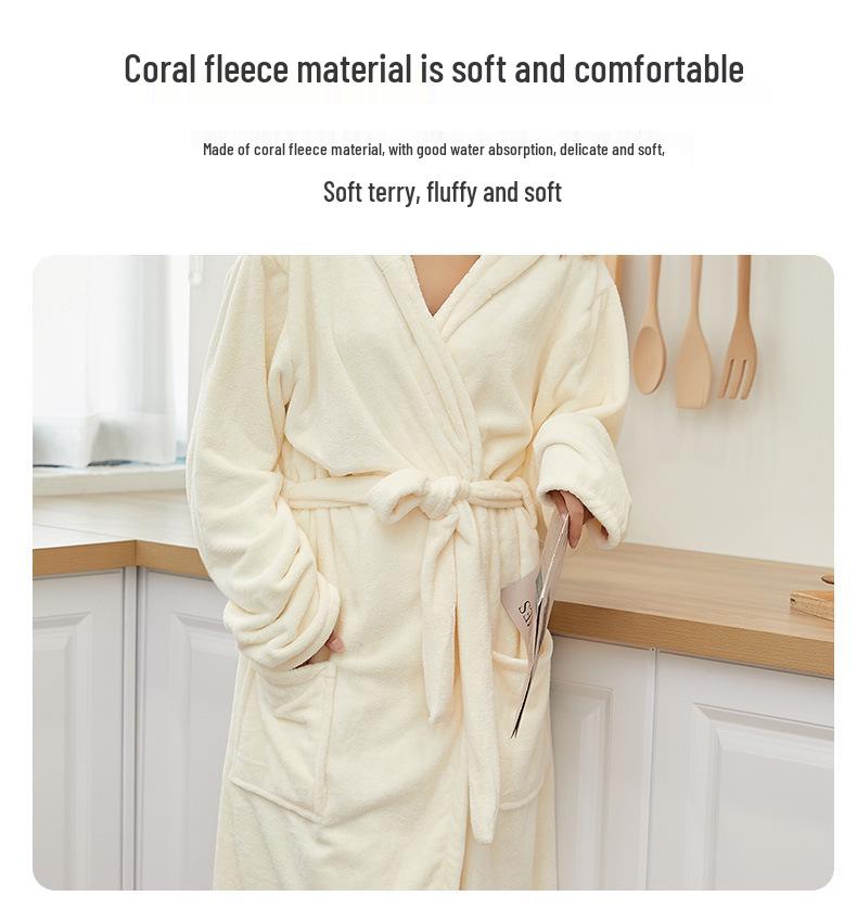 Women's Extra Plush Coral Fleece Bathrobe - Extra Large, Thick, Mid-Length, Long Sleeve Pajamas