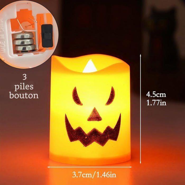 Bougies LED d'Halloween - AIMOONSA - Lot de 12 - Plastique - 4,5 x 3,7 cm - LED sans flamme