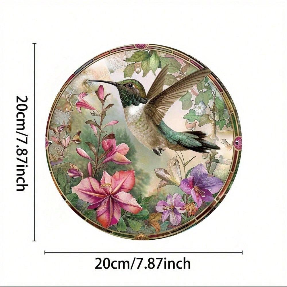Vintage Hummingbird Tin Sign 8x8 Inch Retro Metal Wall Art For Home Cafe Decor