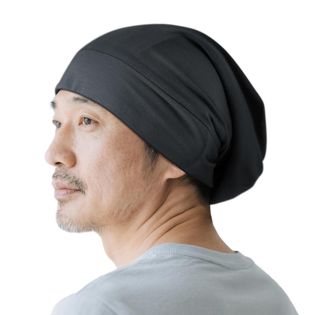 Fittia Silk Knitted 19 Momme 6A Hair Silk Cap for Short Sleeping Adjustable Perfect for or As a Pure Dark Gray Men's Nightcap, Hat, Silk, Cap, Hair,