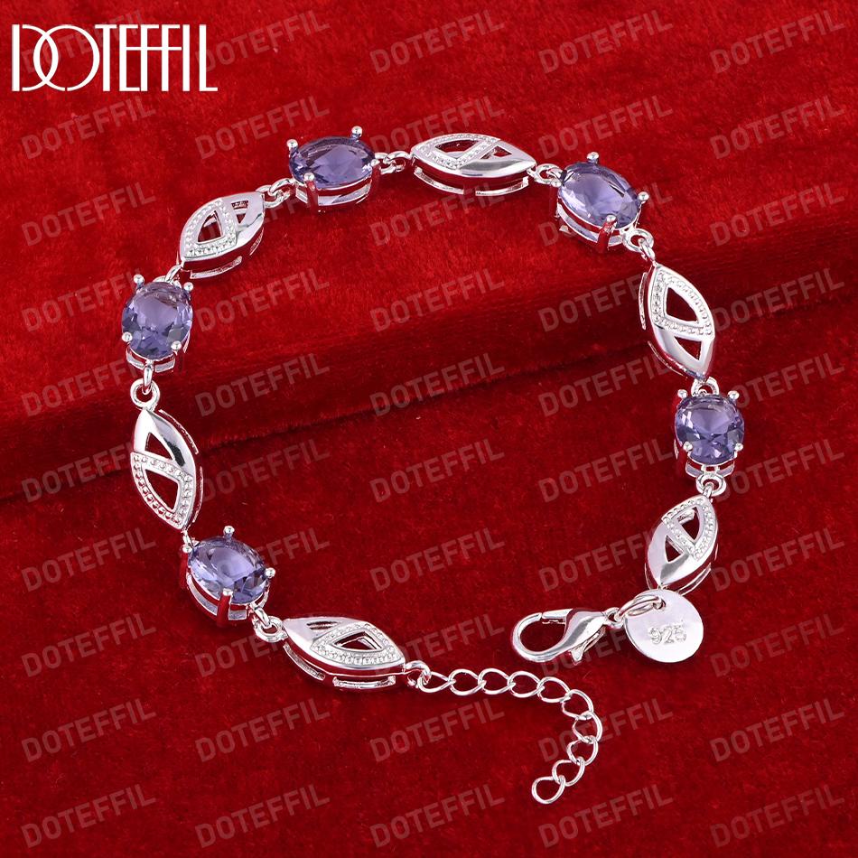 925 Sterling Silver Lila AAA Hao Shi Armband Mode Bröllopssmycken