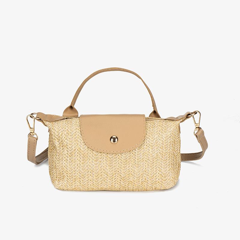 JYL TS Women s Sling Bags  Straw Hand 128 Hand Hold Woven Contrast Color Bag океан синий