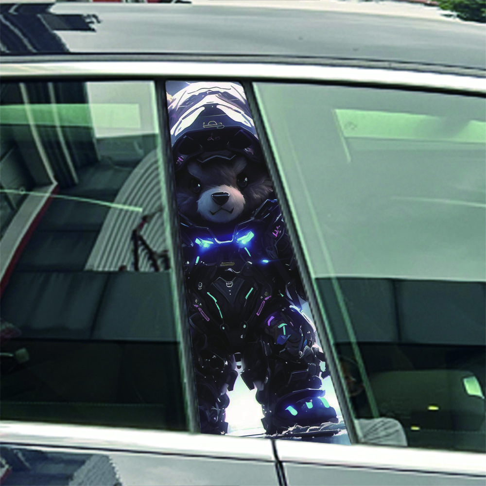 Cool Anime Animal Wolf Eagle Bear Duck Car Waterproof Stickers Auto B Pillar Sticker Car Doors Pillar Decals Accessories 1PC