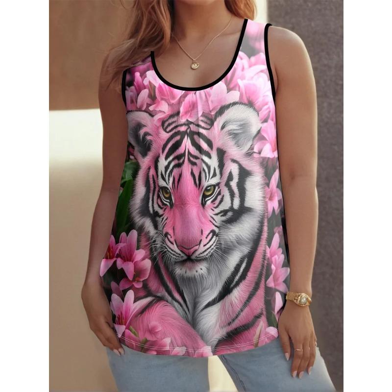 Summer Women's Sleeveless Vest Creative Animal Pattern Color Printing Comfortable Soft Oversized Fashionable Versatile Vest