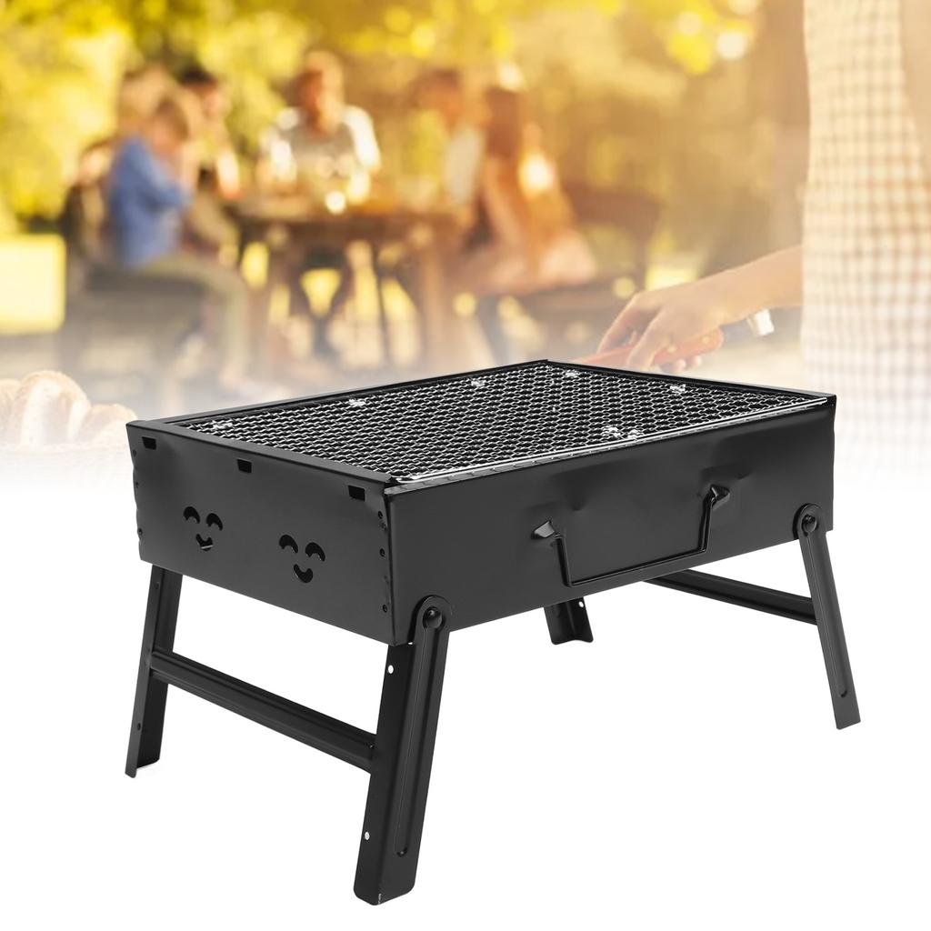 Portable Charcoal Grill Iron Stainless Steel Folding Barbecue Grill BBQ Tool for Outdoor Backyard Co