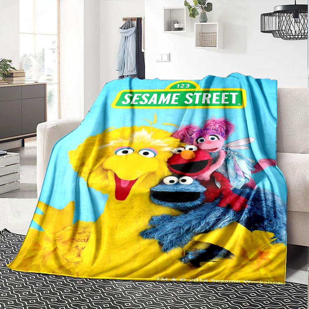 Sesame Street Theme Printed Blanket - Perfect for Couch, Bed, Travel & Outdoor Use | Machine Washable, Cozy & Durable.