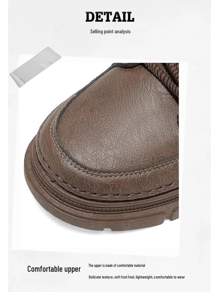 Men's High-Top Work Boots: Autumn Leather, Non-Slip, Wear-Resistant, Casual Short Boots