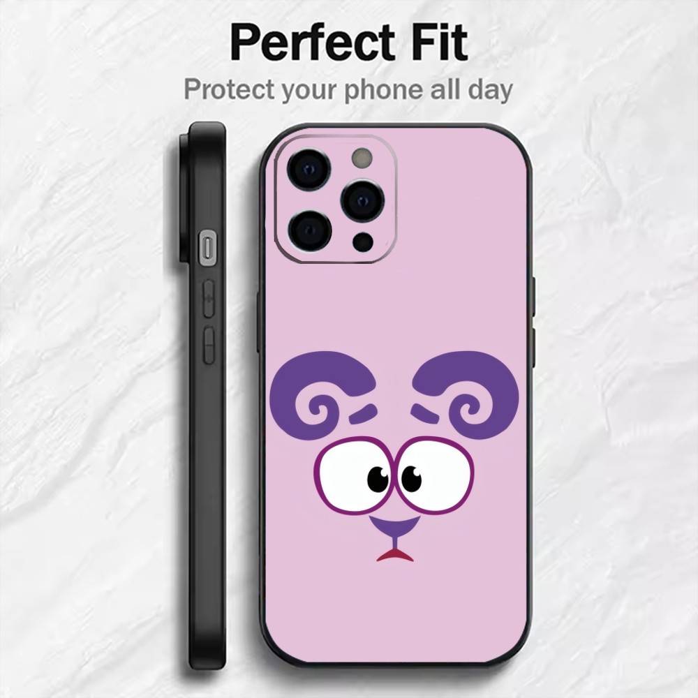 Carton Russia S-Smeshariki Phone Case For iPhone17,16,15,14,13,12 Plus,Max Soft Silicone Black Cover iPhone12PROMAX