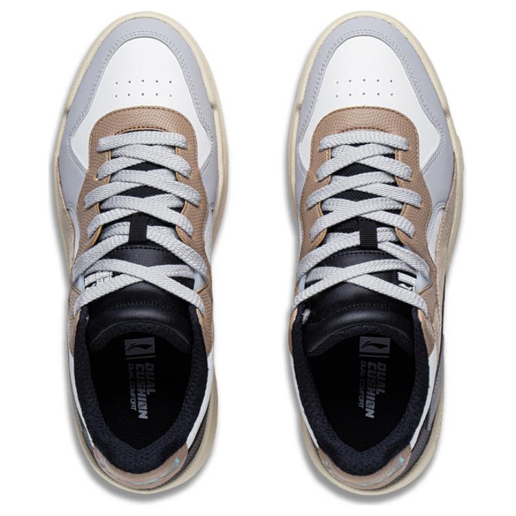 Li Ning We Wo Lite Pohodlné Prodyšné Protiskluzové Odolné proti Opotřebení Nízké Skate Boty Pánské tenisky Šedá Hnědá AGCT115-2