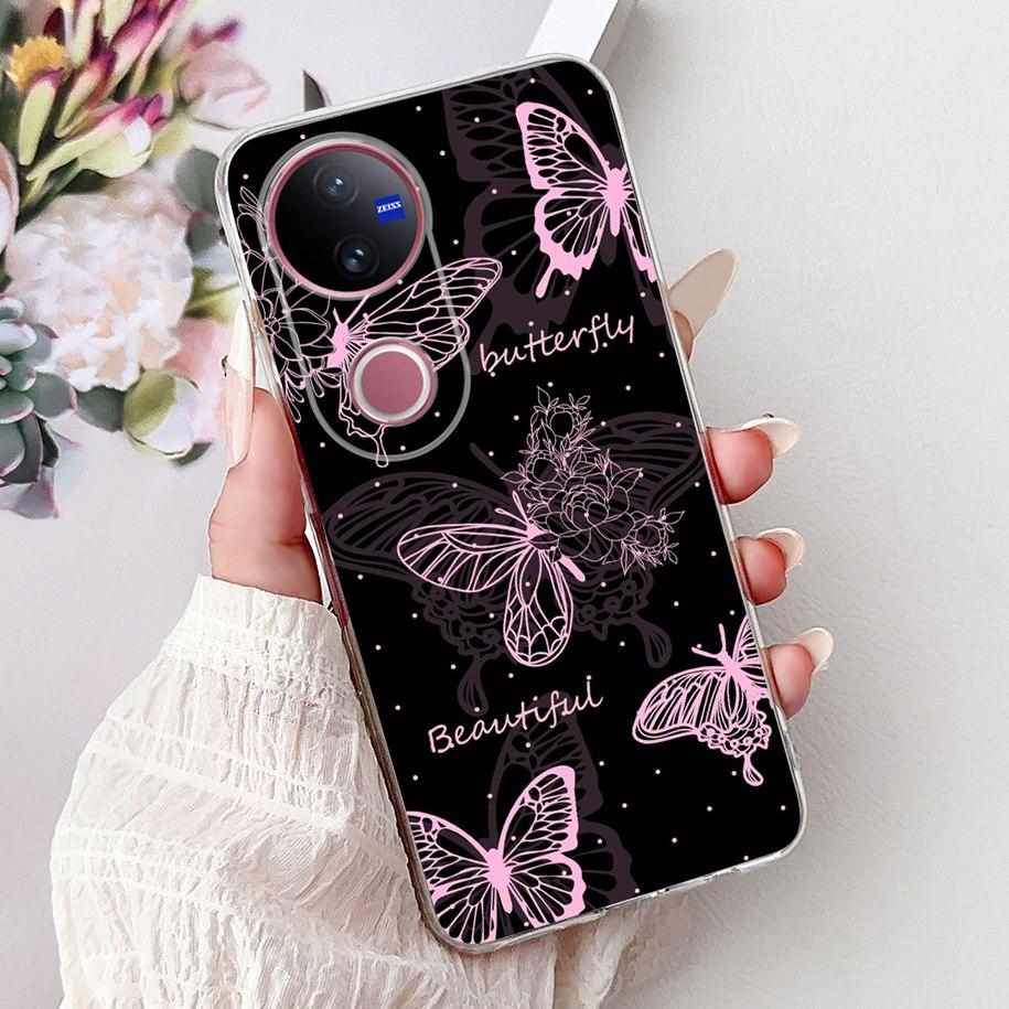 For Vivo V50 Case V2427 Phone Case 2025 New Fashion Butterfly Silicone Soft Cover For Vivo V50 Lite VivoV50 5G Shockproof Bumper