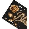 Gold Rose Blessed Front License Plate for Women Car Vanity Plates Decorative Aluminum Metal Cute Novelty License Plate Cover for Men 6x12 Inch (4