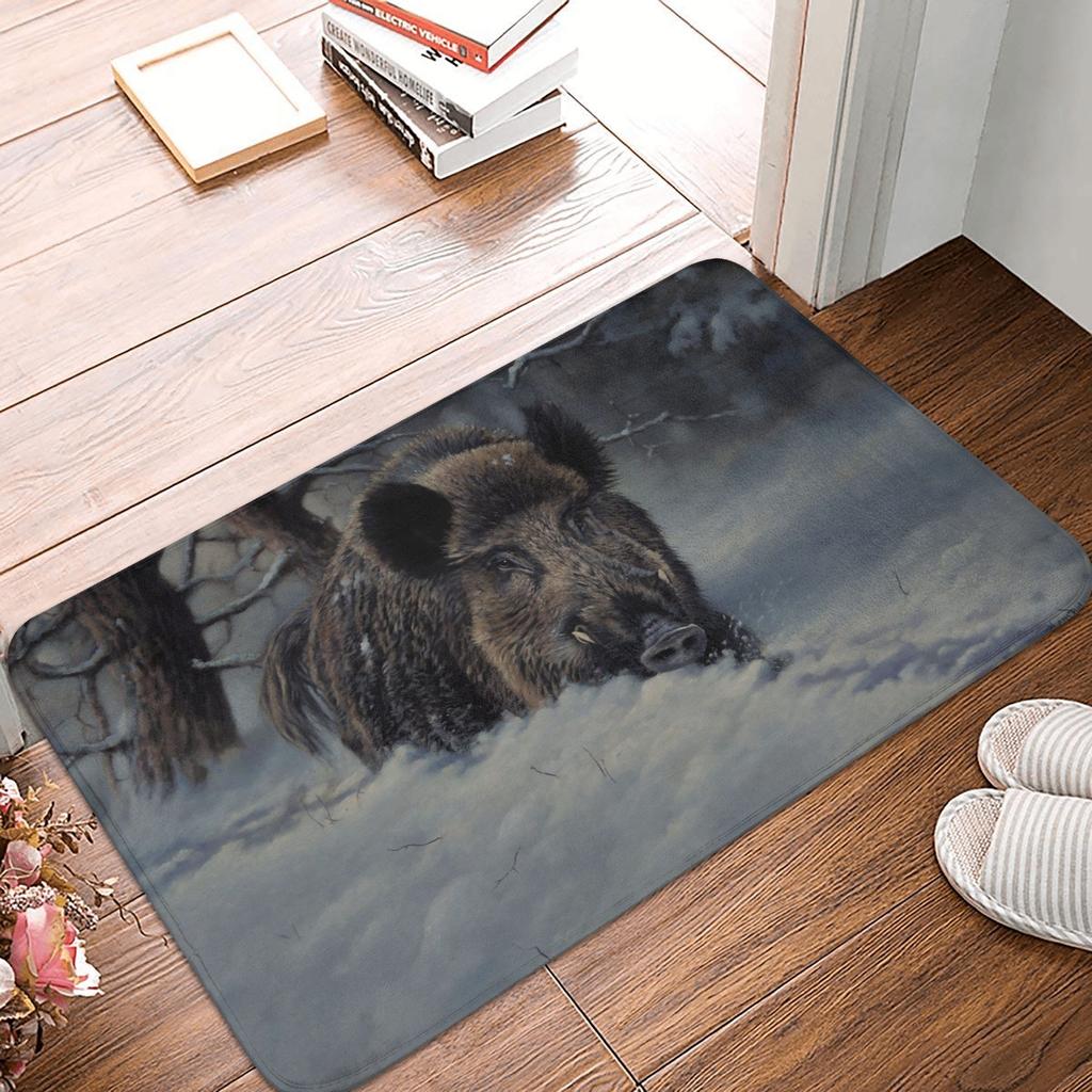 Wild Animal Boar Floor Door Bath Kitchen Mat Anti-Slip Indoor Doormat Living Room Entrance Carpet Rug