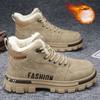 Herren Schneestiefel Winter Anti-Rutsch Plüsch Indoor Warm Kältefest Schneestiefel High Top Plateau Schnürung Outdoor Sport Arbeitsstiefel